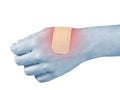 Adhesive Healing plaster on hend finger. Royalty Free Stock Photo