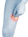 Adhesive Healing plaster on leg. Royalty Free Stock Photo