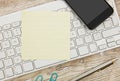 Adhesive note on desk Royalty Free Stock Photo