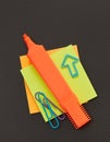 Adhesive note and felt tip pen Royalty Free Stock Photo