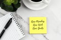 Adhesive Note with Inspirational quotes text New Monday New week New Goals Royalty Free Stock Photo