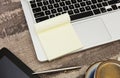 Adhesive note on laptop Royalty Free Stock Photo
