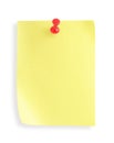 Adhesive note with pushpin(with clipping path) Royalty Free Stock Photo