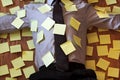 Adhesive note reminder overload Royalty Free Stock Photo