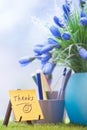 Adhesive note with Thanks text Royalty Free Stock Photo