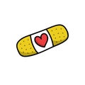 Adhesive plaster doodle icon, vector illustration