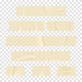 Adhesive tape. Set of realistic sticky tape stripes isolated on transparent background Royalty Free Stock Photo