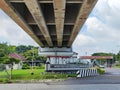 The Adi Soemarmo airport gateway when viewed directly from under the train track Royalty Free Stock Photo