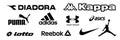 Adidas, Nike, Reebok, Asics, Jordan, Puma, Under Armour, Kappa, Diadora, Lotto - logos of sports equipment and sportswear company Royalty Free Stock Photo