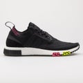 Adidas NMD Racer PK Primeknit Core black, pink and yellow sneaker