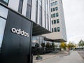 Adidas Sportswear logotype on the facade of European headquarters