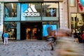 Adidas Store. Adidas store in Istanbul. Motion of walking people.