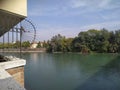 Embankment of the Adige river, nature of Verona, travel in Italy Royalty Free Stock Photo