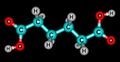 Adipic acid molecular structure isolated on black