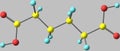 Adipic acid molecular structure isolated on grey