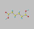 Adipic acid molecule isolated on gray Royalty Free Stock Photo
