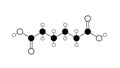 adipic acid molecule, structural chemical formula, ball-and-stick model, isolated image food additive e355