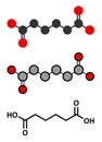 Adipic acid nylon building block molecule. Monomer used in production of nylon polyamide polymer