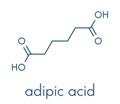 Adipic acid, nylon polyamide building block. Skeletal formula.