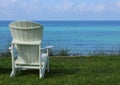 Adirondack Beach Chair with Ocean View Royalty Free Stock Photo