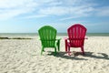 Adirondack Beach Chairs with Ocean View Royalty Free Stock Photo