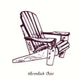 Adirondack Chair. Ink black and white doodle drawing Royalty Free Stock Photo