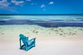 Adirondack Chair and secluded eagle beach on Aruba island, Caribbean sea Royalty Free Stock Photo