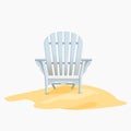 Adirondack chair standing on the yellow sand