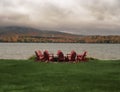 Adirondack Chairs around a fire pit Royalty Free Stock Photo