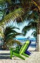 Adirondack chairs on Belize Beach