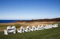 Adirondack chairs on Michigan golf course. Royalty Free Stock Photo