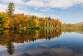 Adirondack lake in St Regis Wilderness with peak fall foliage on a peaceful calm morning Royalty Free Stock Photo