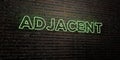 ADJACENT -Realistic Neon Sign on Brick Wall background - 3D rendered royalty free stock image