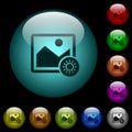 Adjust image brightness icons in color illuminated glass buttons