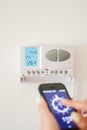 Adjust temperature in home interior with smartphone