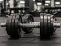 Adjustable dumbbell weights in a gym setting Royalty Free Stock Photo