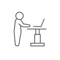 Adjustable height desk line icon