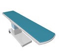 Adjustable height medical examination table or bed with blue padding, 3D illustration, 3D illustration