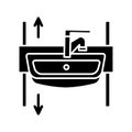 Adjustable height sink black glyph icon