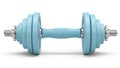 Adjustable light blue dumbbell with chrome handle and weight plates Royalty Free Stock Photo