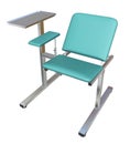 Adjustable medical examination chair with green padding, 3D illustration