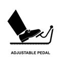 Adjustable pedal icon.Press pedal concept isolated on white background