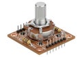 Adjustable potentiometer module with rotary knob for electronic circuit applications Royalty Free Stock Photo