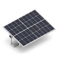 Adjustable Solar Panel Mounted on Metal Bracket Against White Background Royalty Free Stock Photo