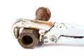 Adjustable spanner and rusty bolt with a nut Royalty Free Stock Photo