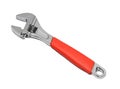 Adjustable steel wrench with red rubber grip