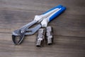 An adjustable wrench and fitting Royalty Free Stock Photo