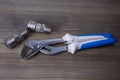 An adjustable wrench and fitting Royalty Free Stock Photo