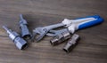 An adjustable wrench and fitting Royalty Free Stock Photo