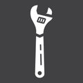 Adjustable wrench glyph icon, build and repair Royalty Free Stock Photo